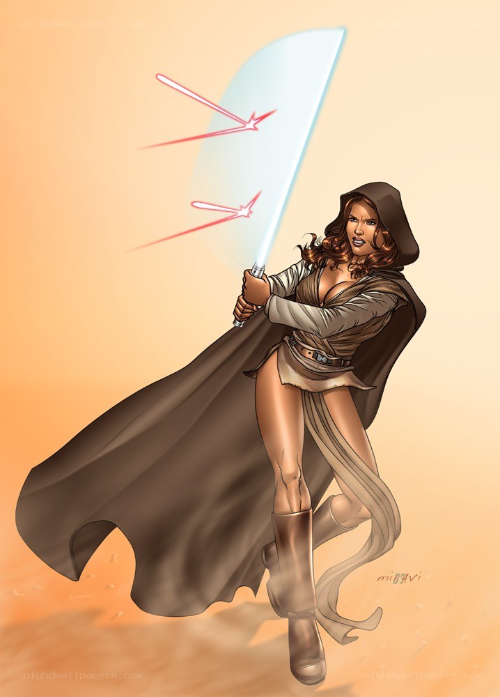 Jedi warrior with lightsaber