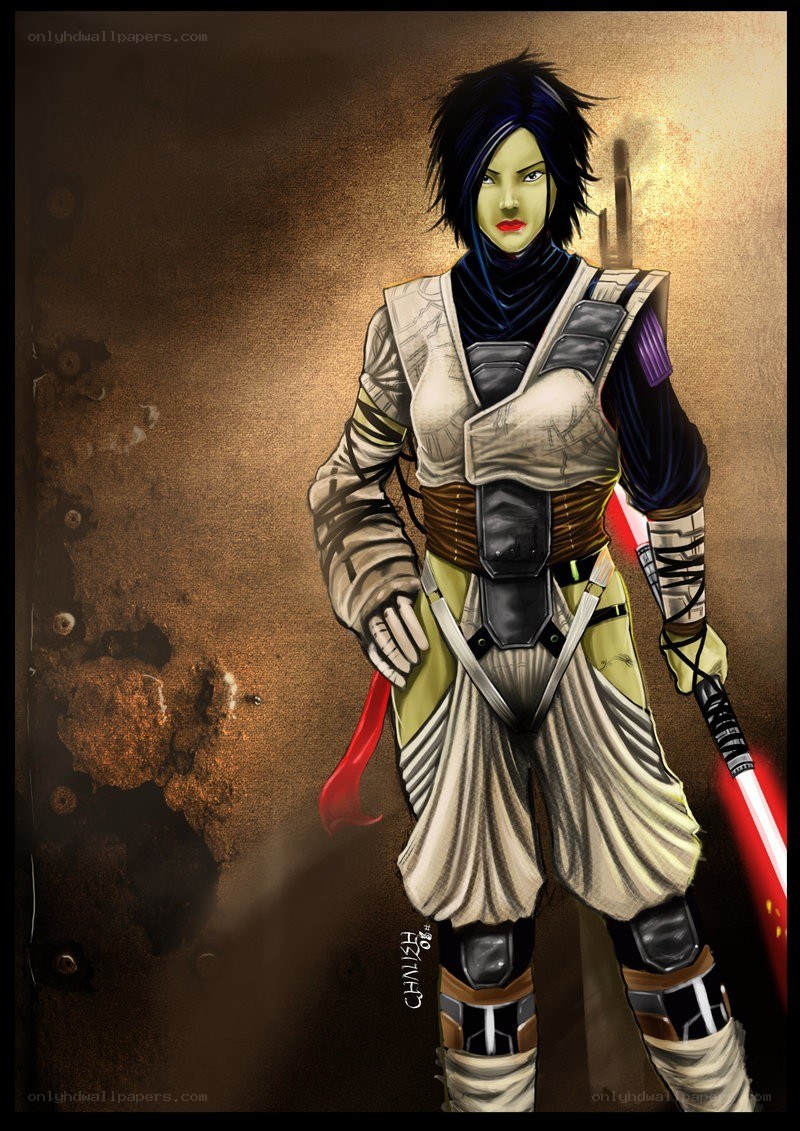 Jedi warrior with lightsaber