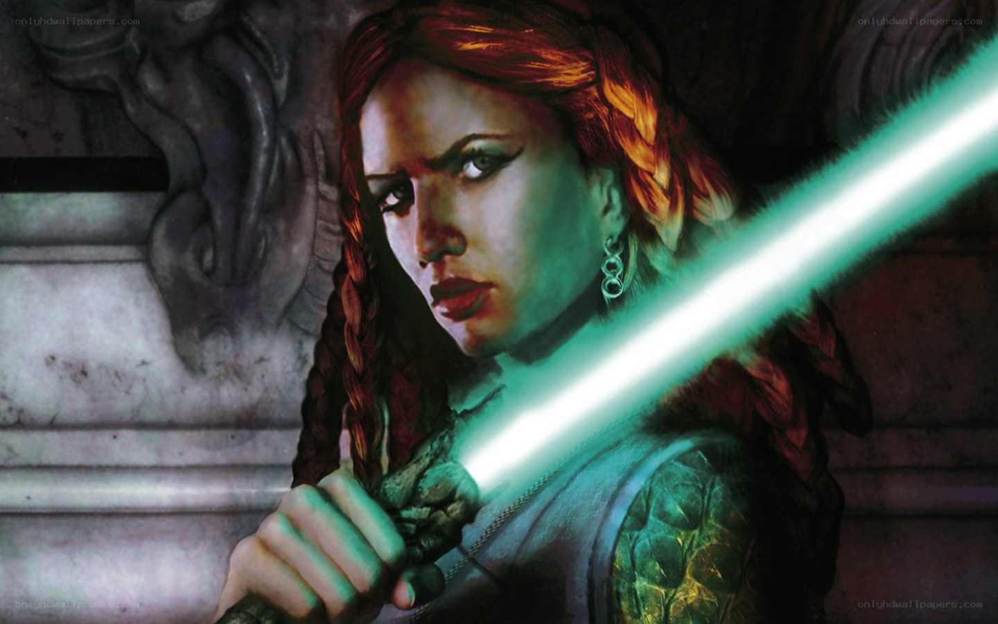 Jedi with green lightsaber