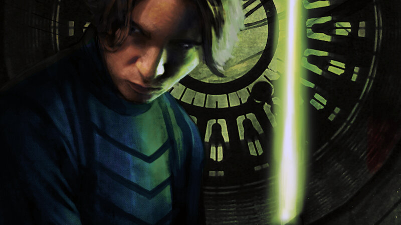 Jedi with green lightsaber