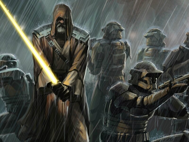 Jedi with Lightsaber — Gray