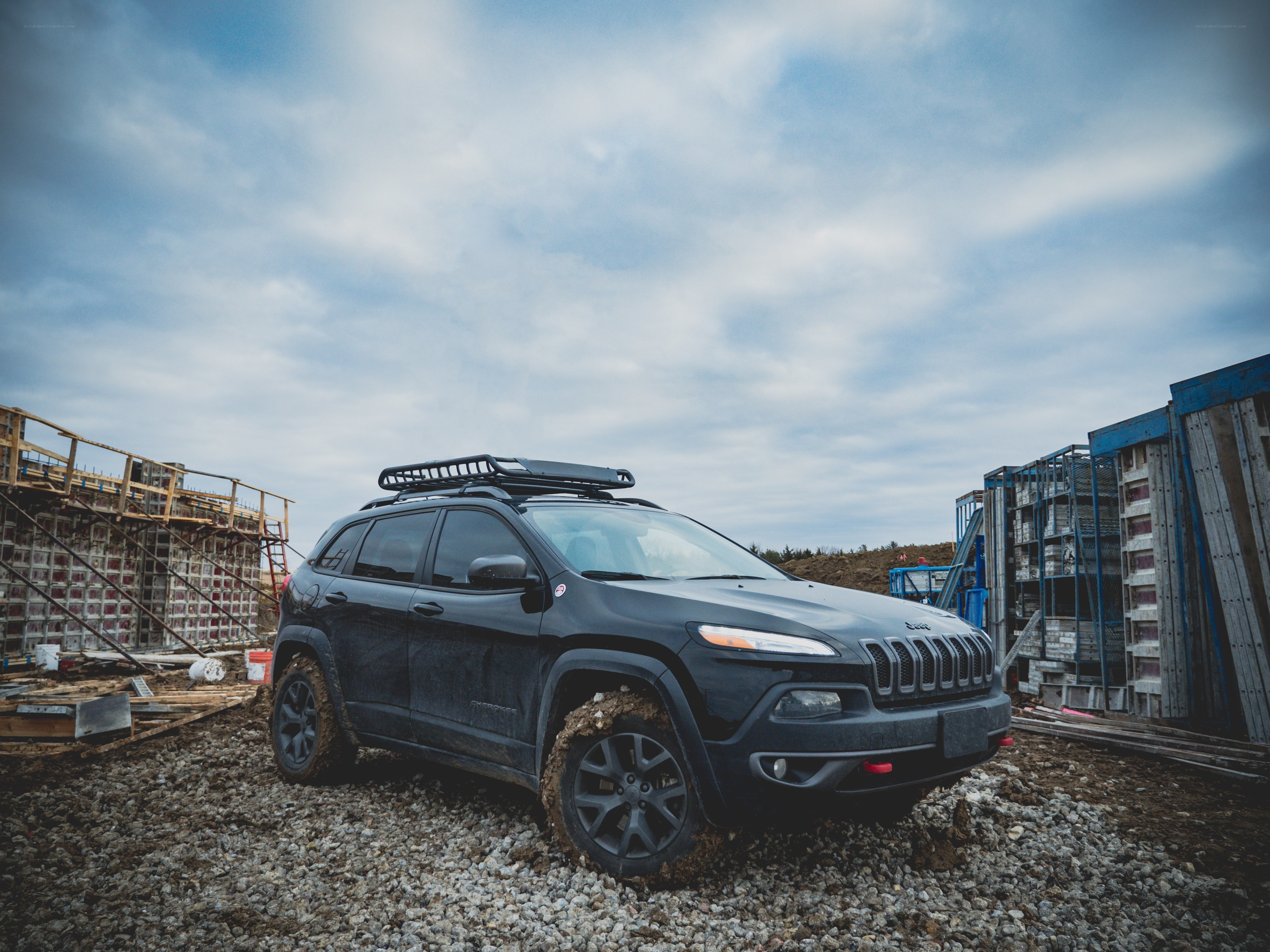 Jeep at a construction site