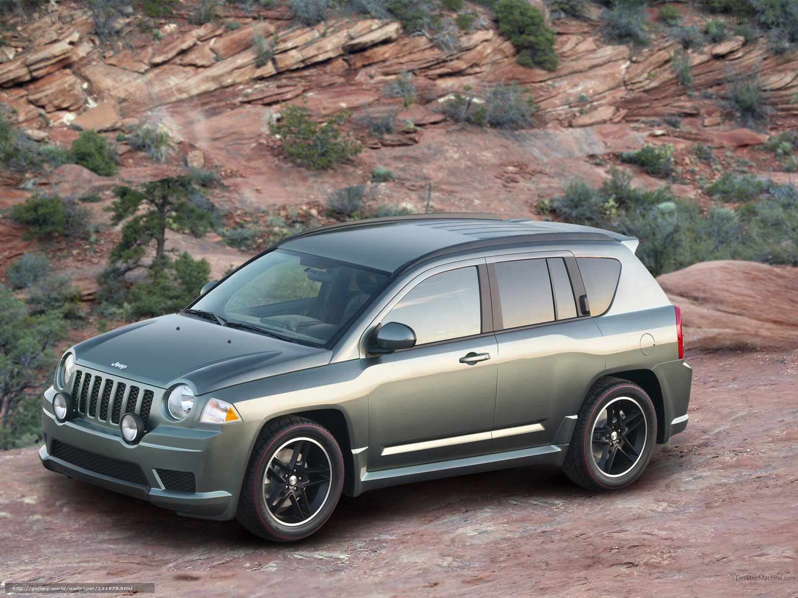 Jeep Compass in desert landscape