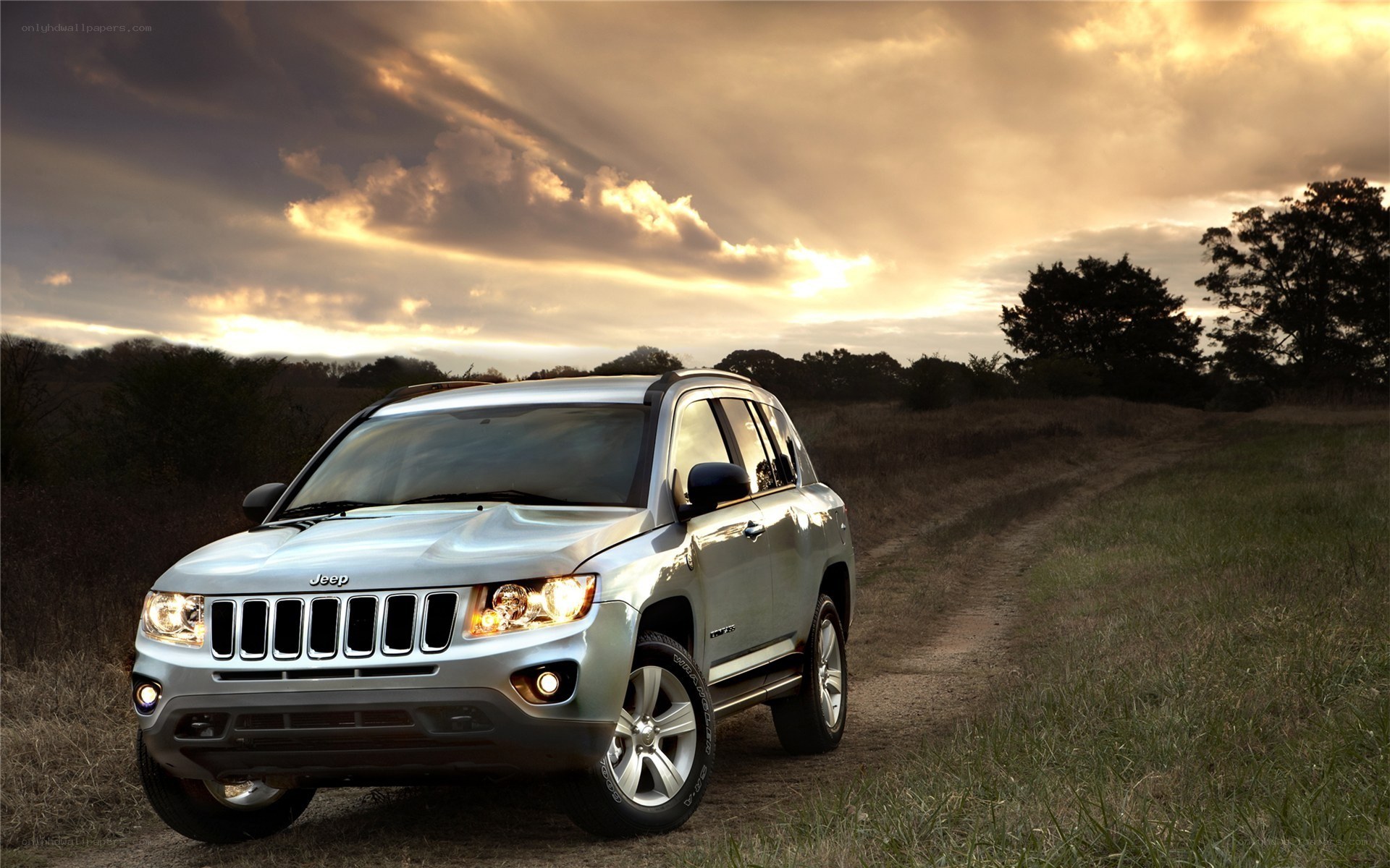 Jeep Compass on a dirt road