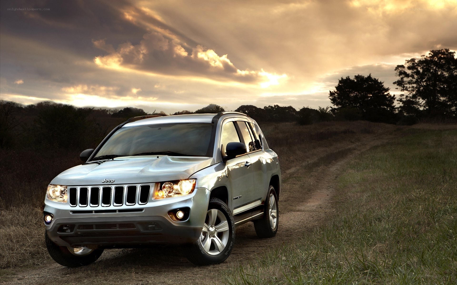Jeep Compass on a dirt road