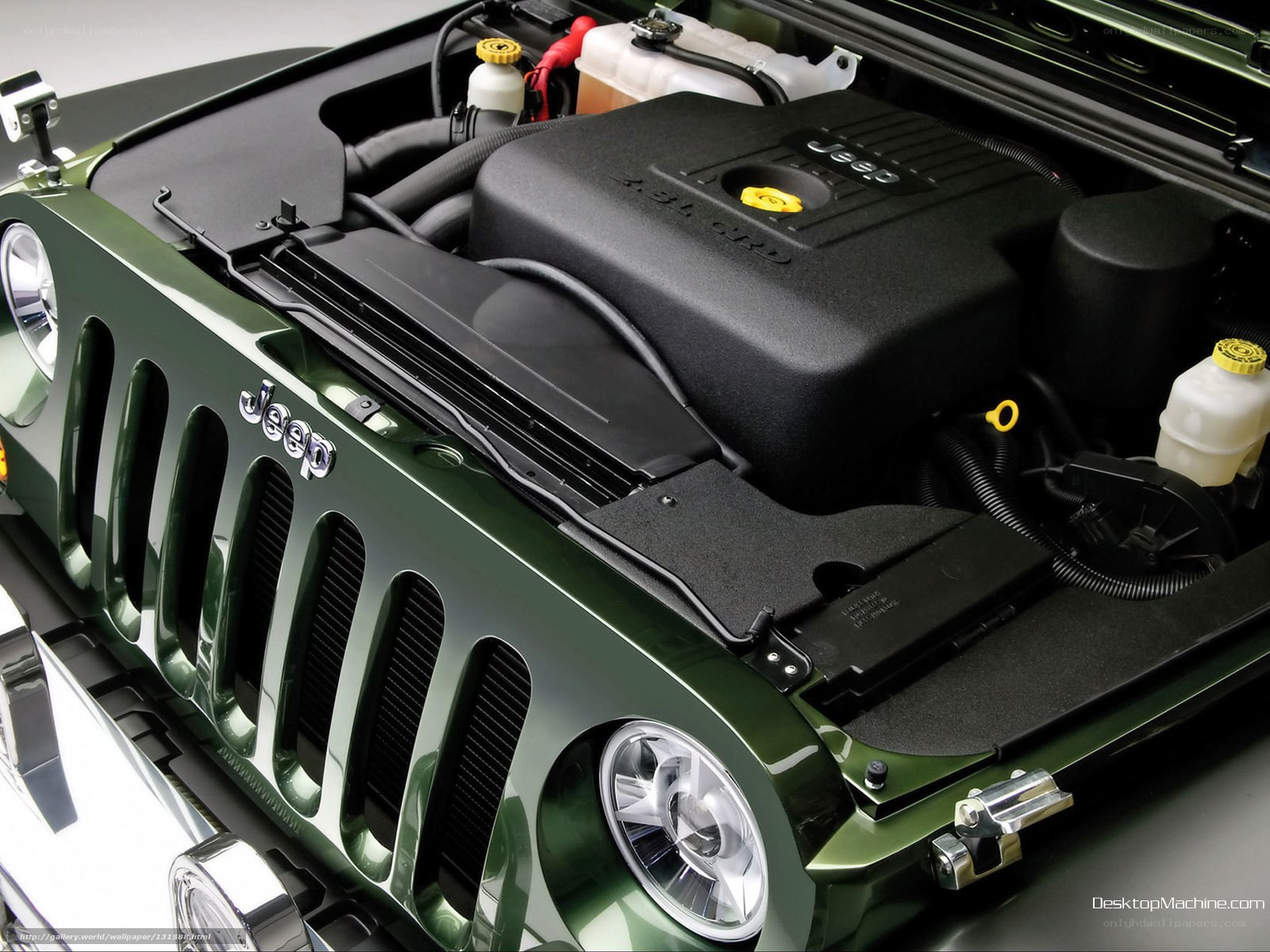 Jeep engine bay close-up