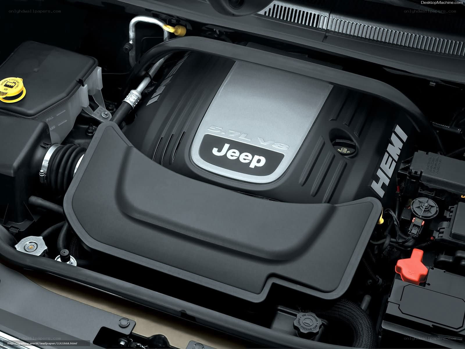 Jeep engine bay close-up