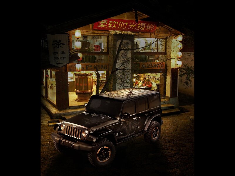Jeep in a traditional alley