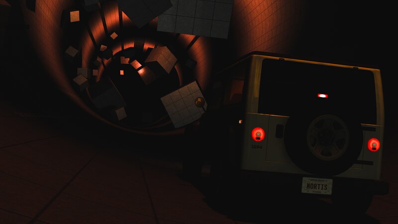 Jeep in Dark Tunnel