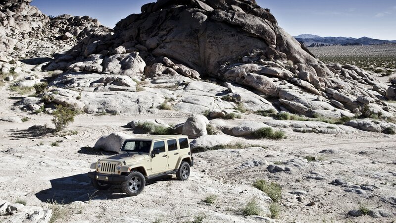 Jeep in desert landscape