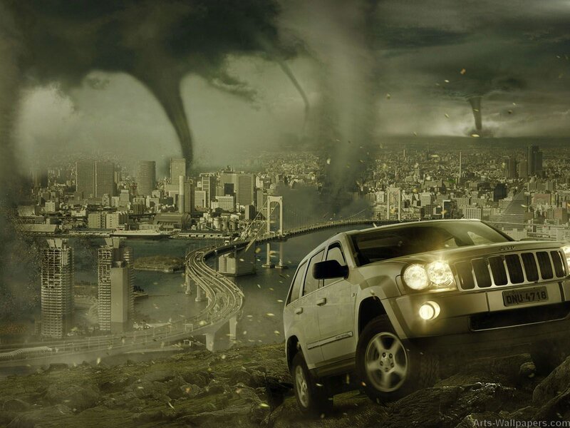 Jeep in Storm — Gray