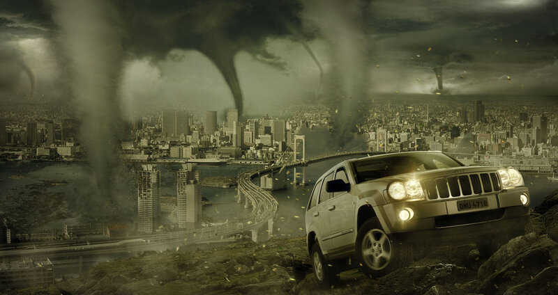 Jeep in Storm