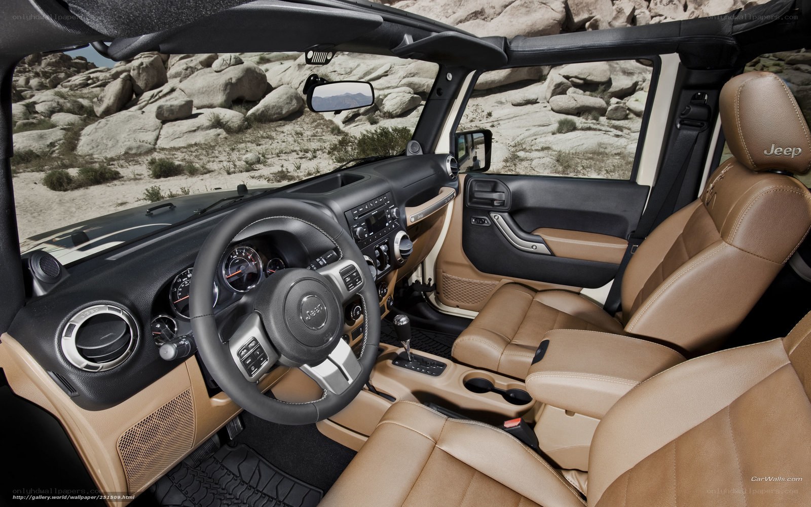 Jeep interior desert view