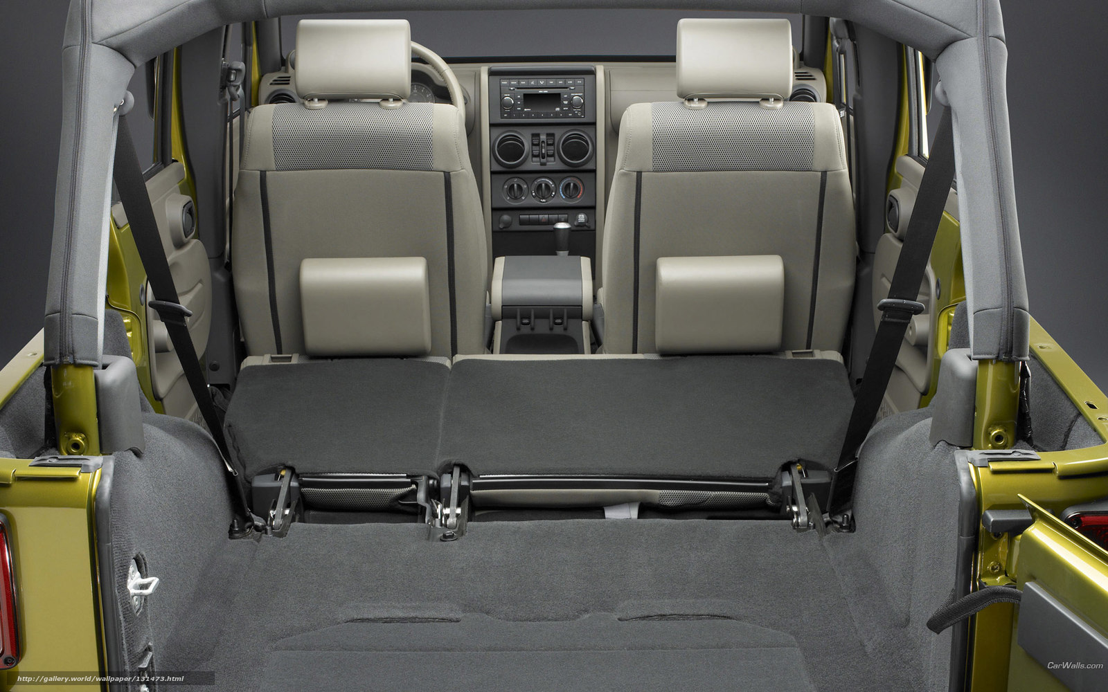 Jeep interior with folded seats