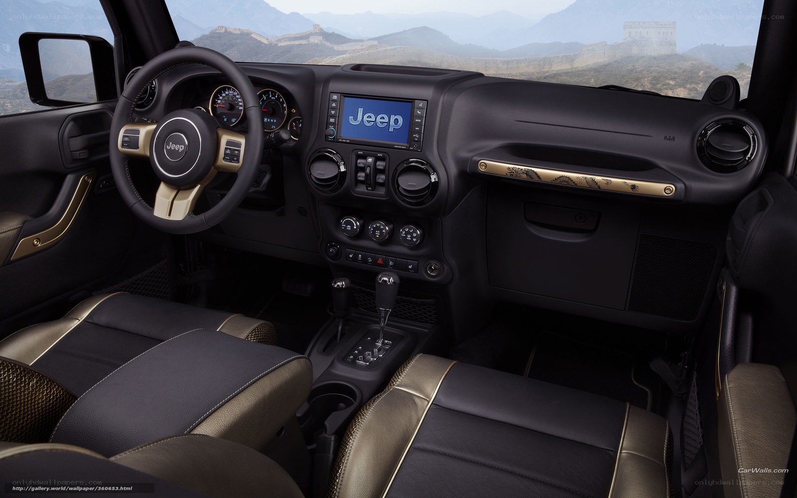 Jeep interior with Great Wall view