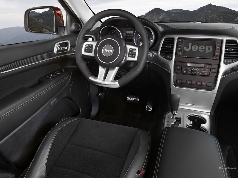 Jeep interior with mountain view