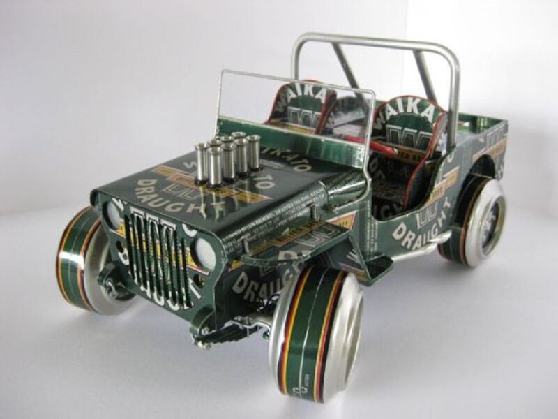 Jeep Model Made of Cans