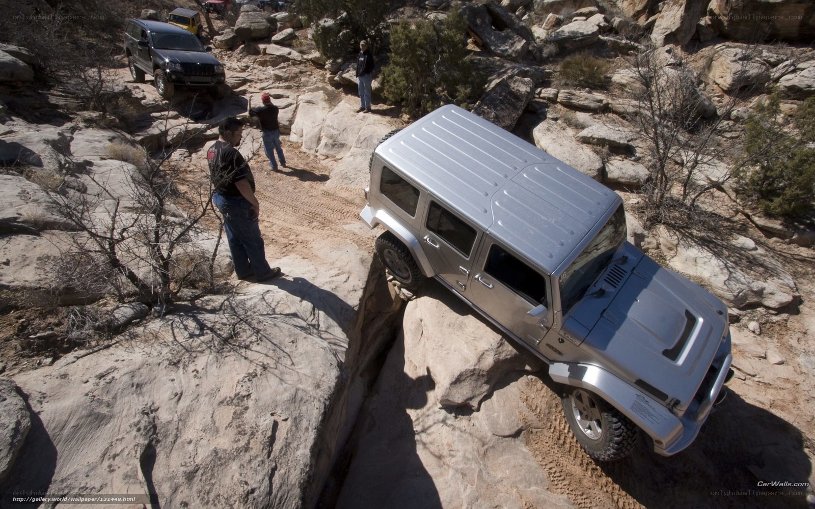 Jeep off-roading on rocky terrain