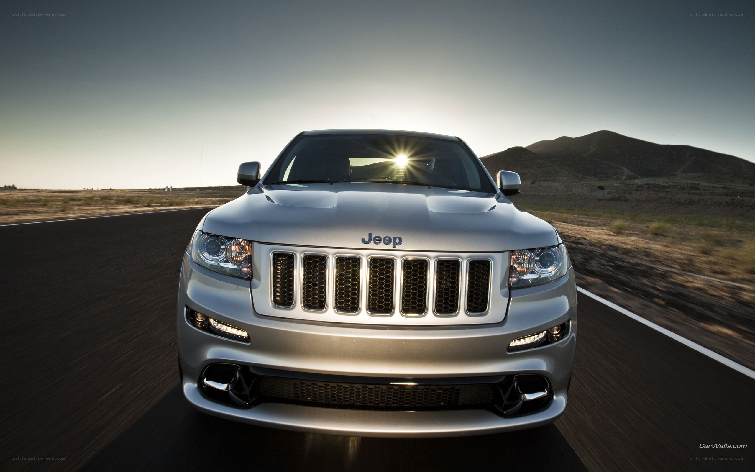 Jeep on desert road