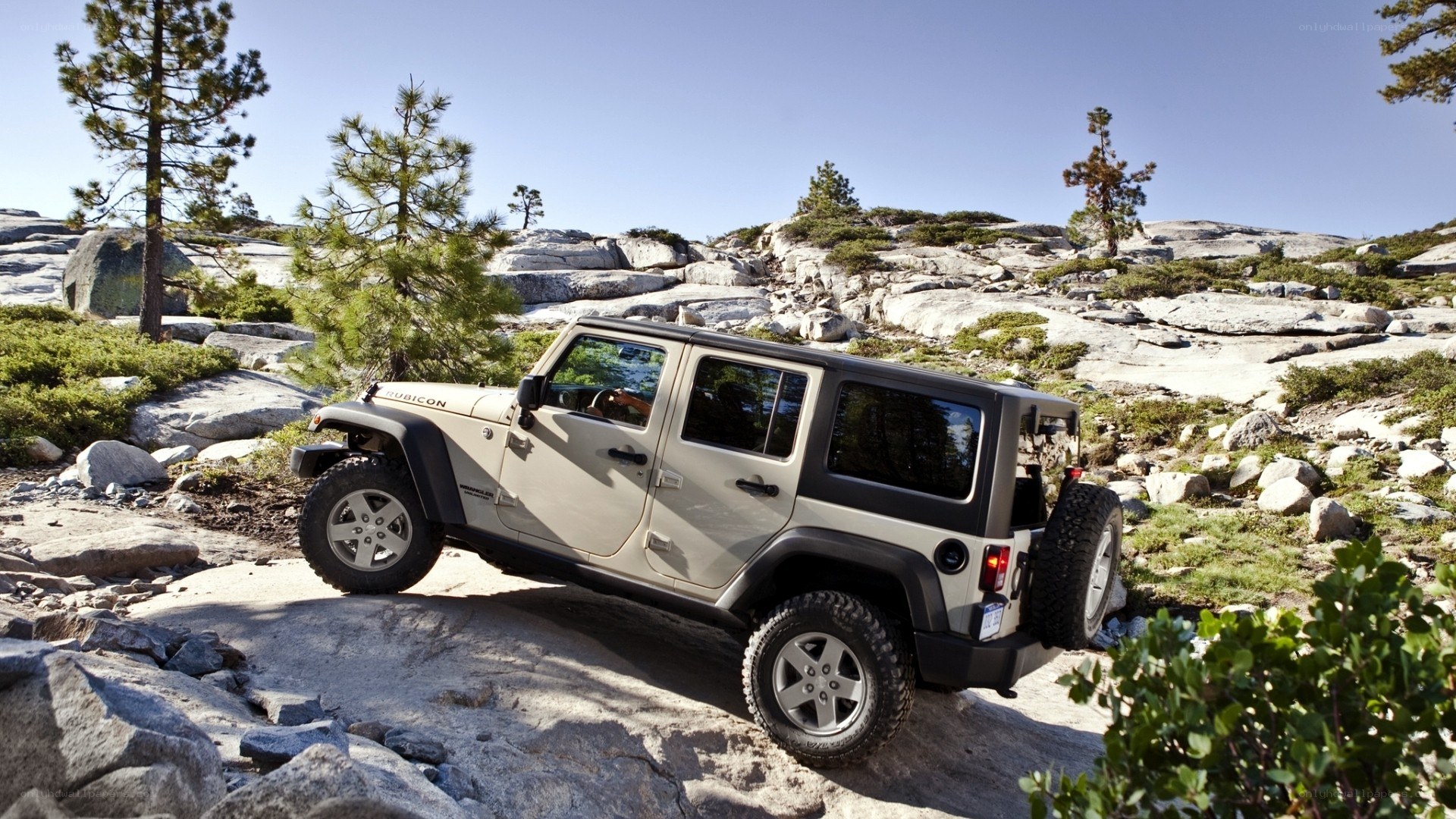 Jeep Rubicon on rocky terrain