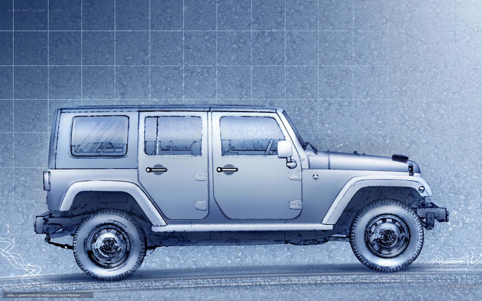 Jeep Wrangler blueprint art