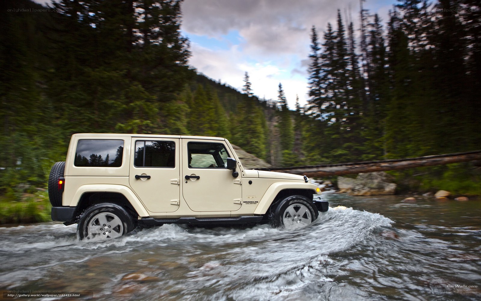 Jeep Wrangler crossing a river