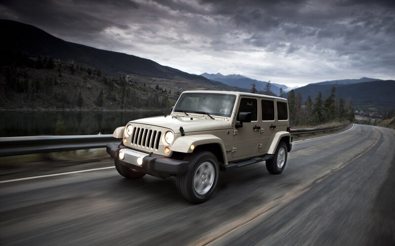 Jeep Wrangler on mountain road
