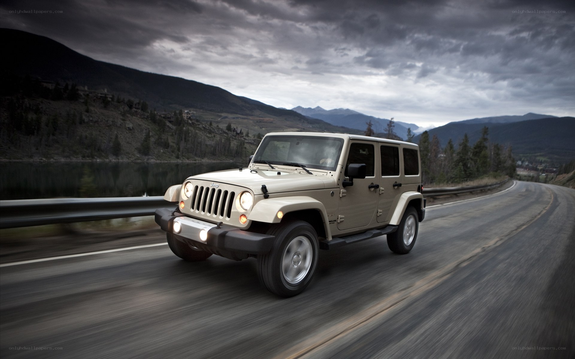 Jeep Wrangler on mountain road
