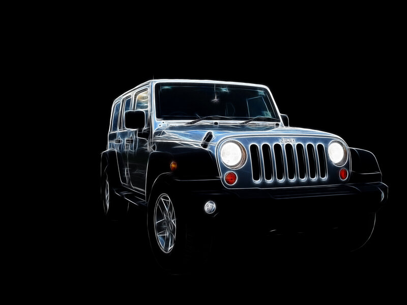 Jeep Wrangler with neon outline