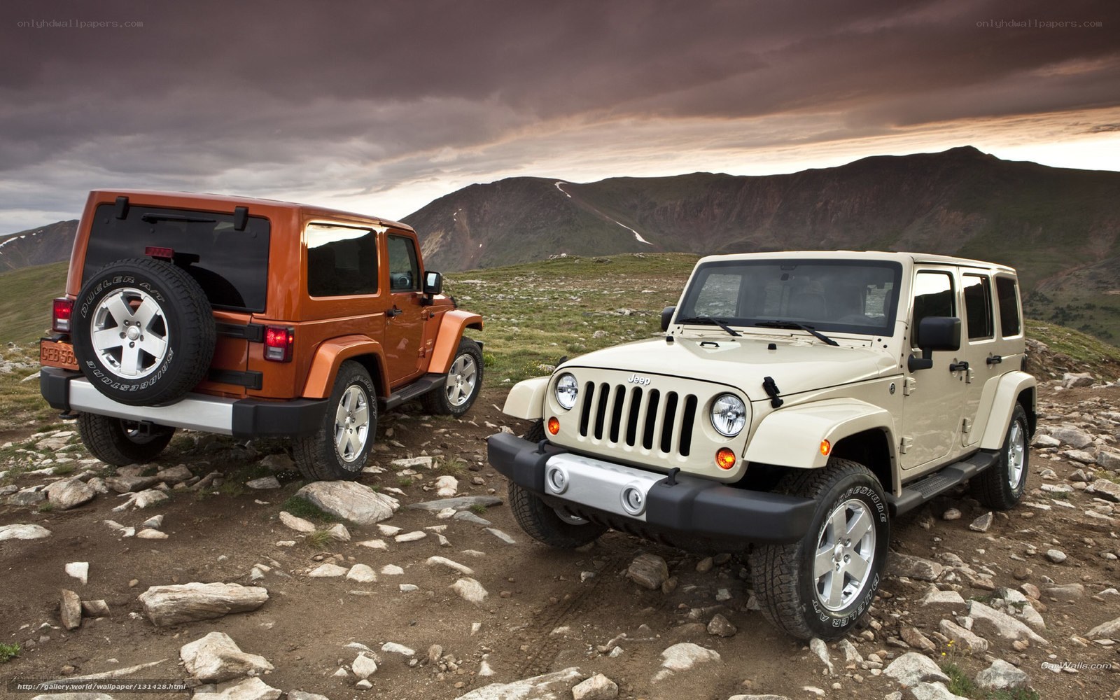 Jeep Wranglers on a mountain trail