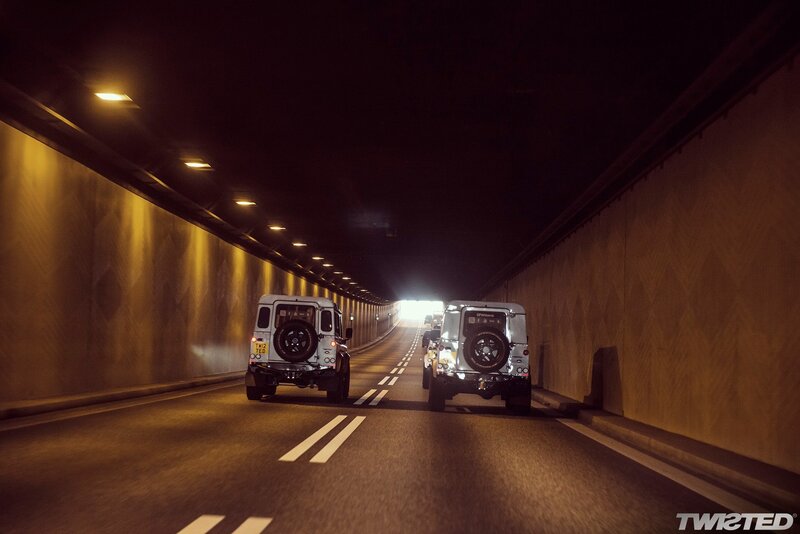 Jeeps in a tunnel