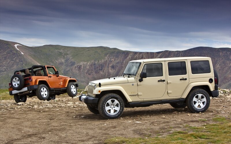 Jeeps in mountainous terrain