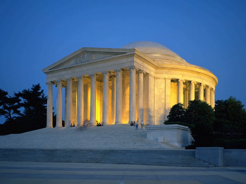 Jefferson Memorial at Dusk — Blue, Serene, Night, Photograph