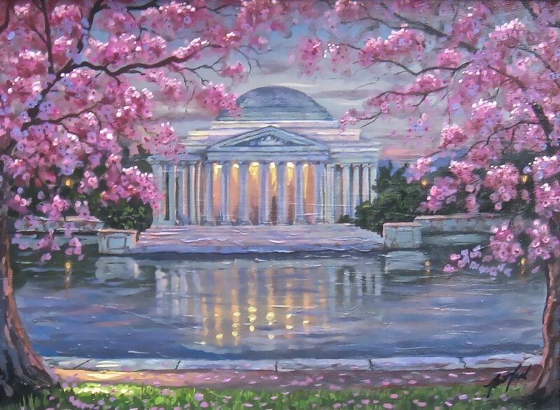 Jefferson Memorial in cherry blossoms