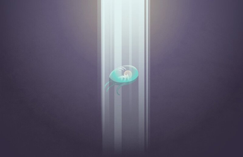 jellyfish in a light beam