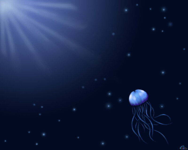 jellyfish in deep blue sea