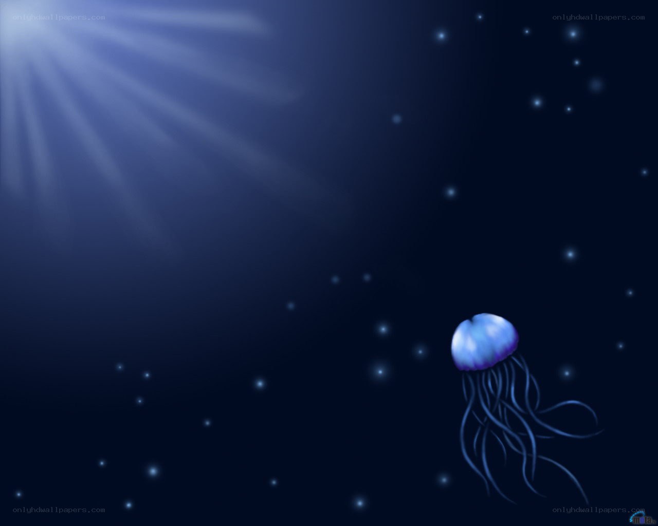 jellyfish in deep blue sea