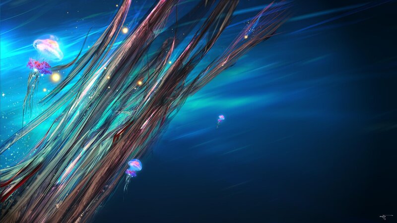 jellyfish in deep sea