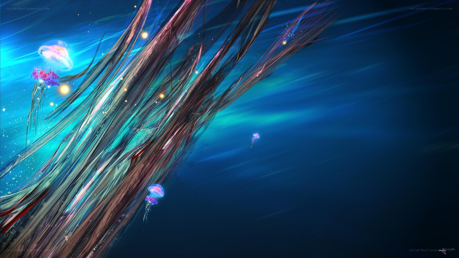 jellyfish in deep sea