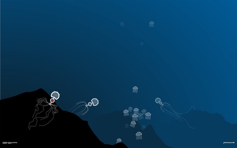 Jellyfish in Deep Sea — Blue