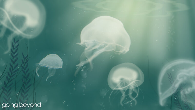 jellyfish in underwater scene
