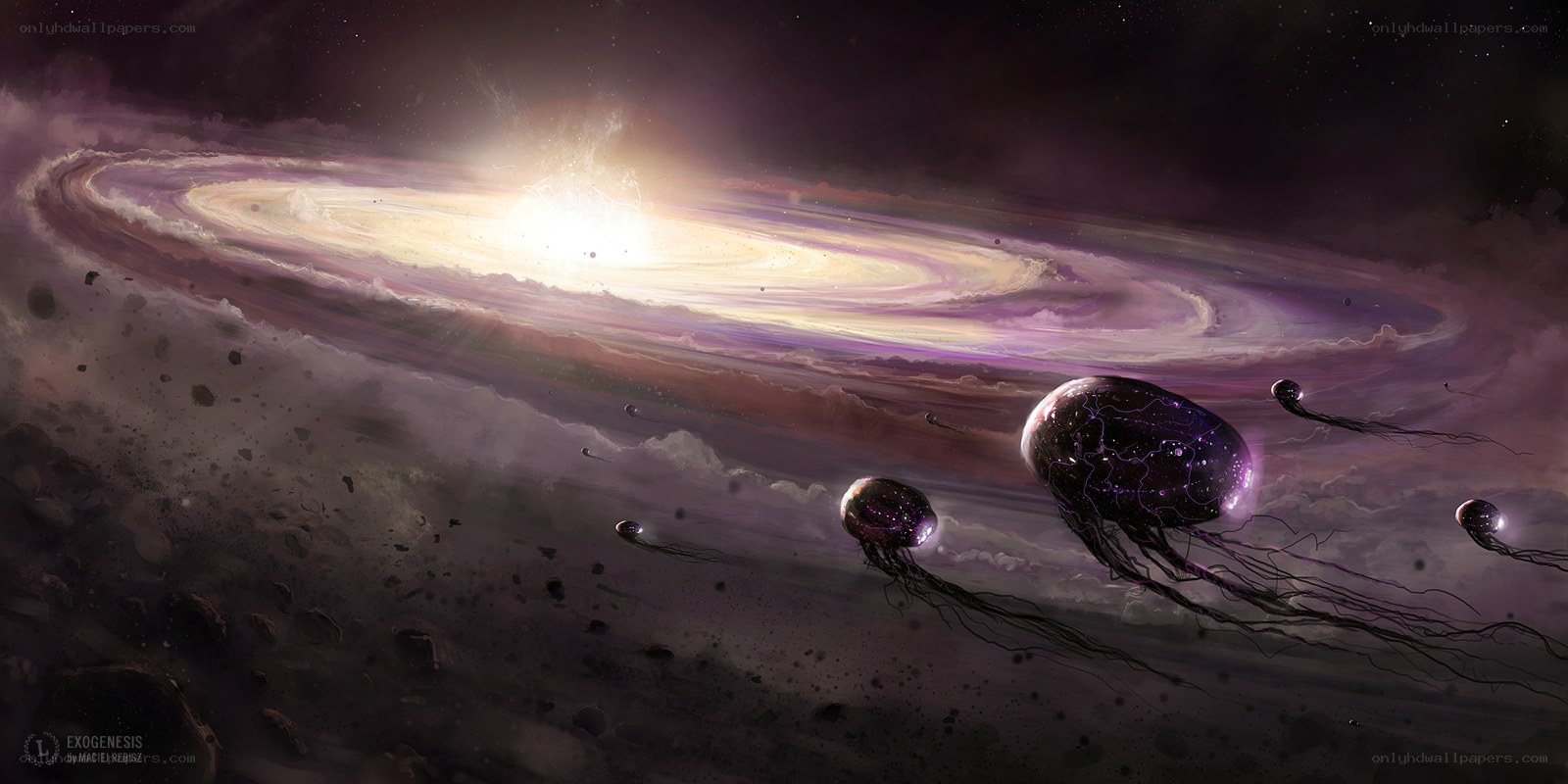 Jellyfish-like aliens in space