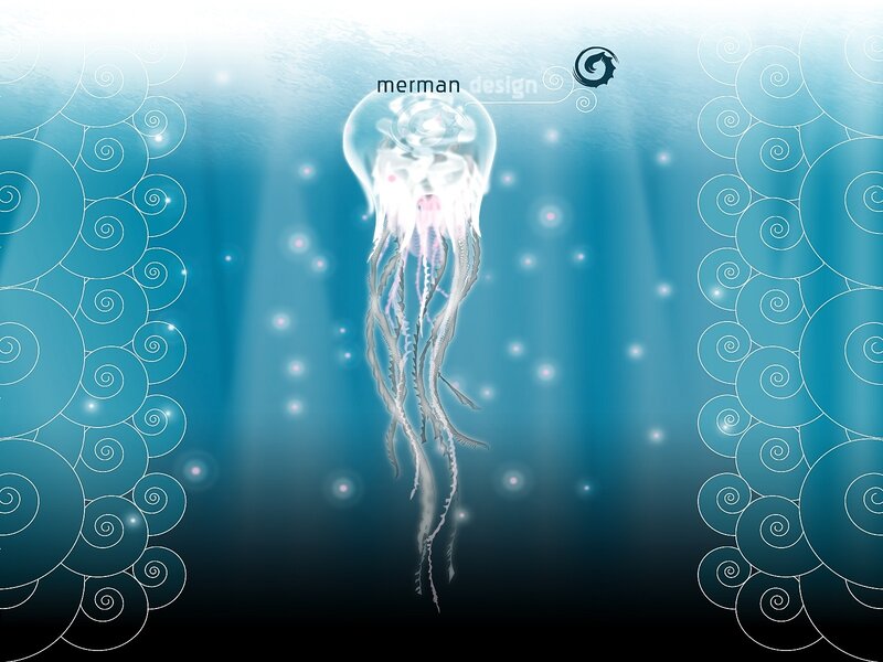 Jellyfish underwater scene