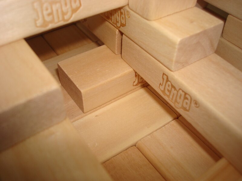 Jenga blocks in a tower