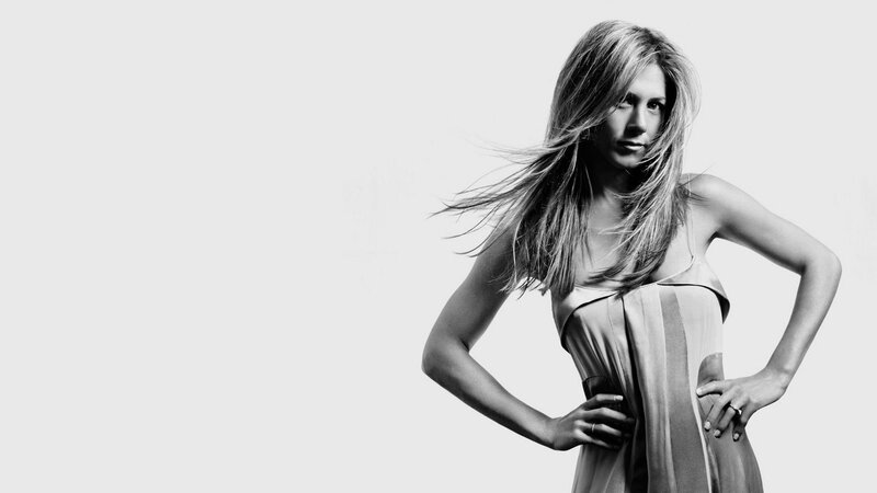 Jennifer Aniston in black and white