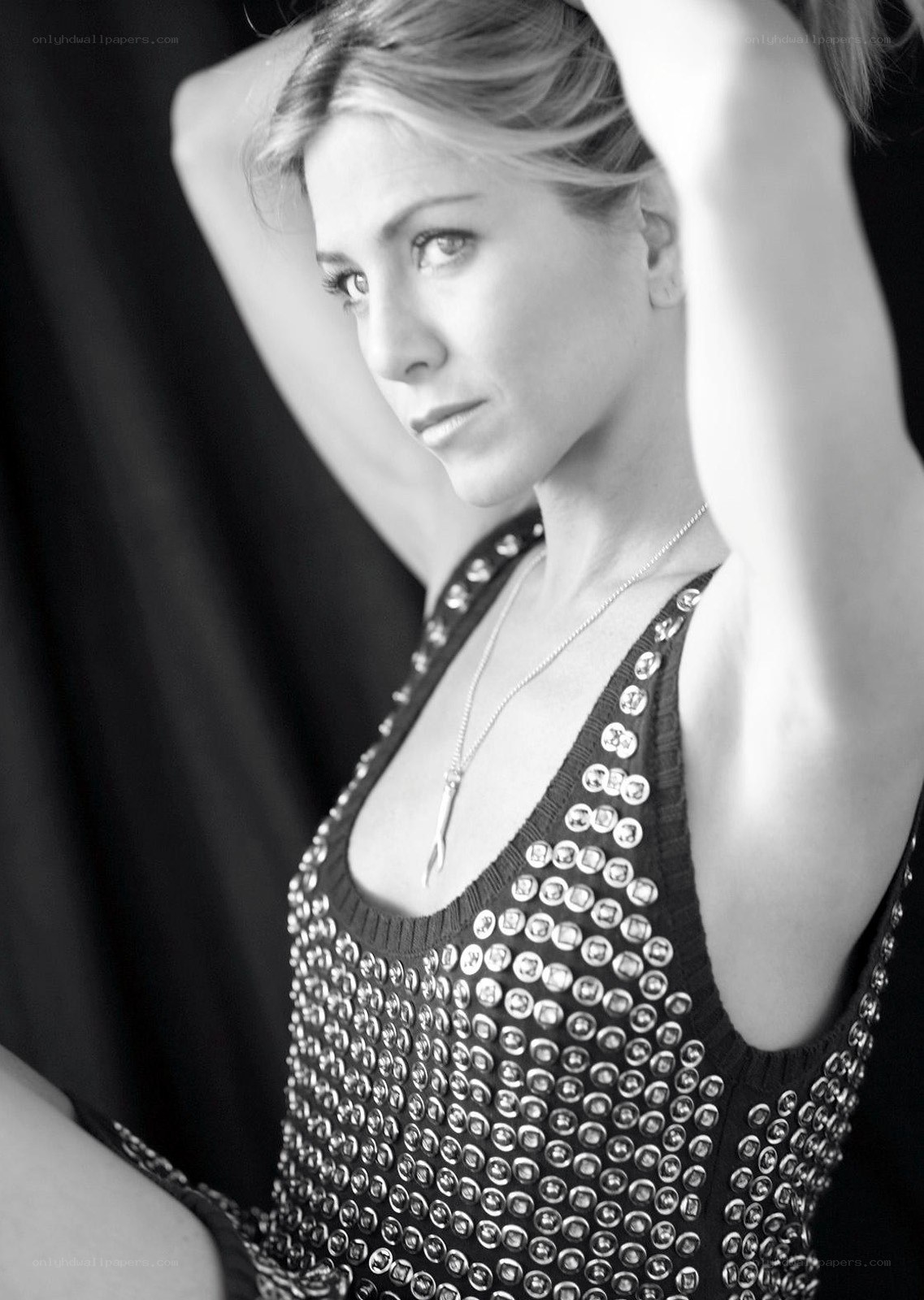 Jennifer Aniston in studded top