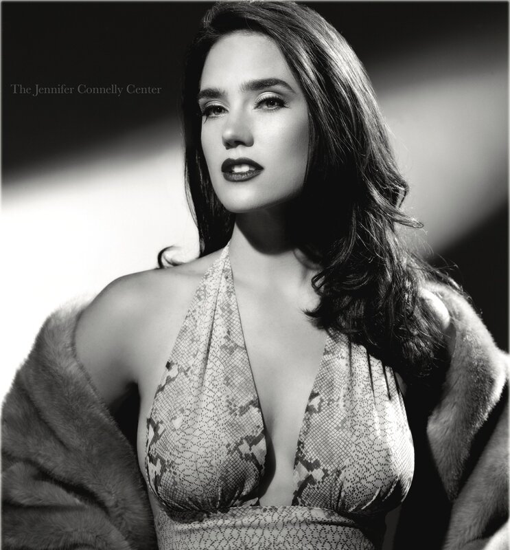 Jennifer Connelly in black and white