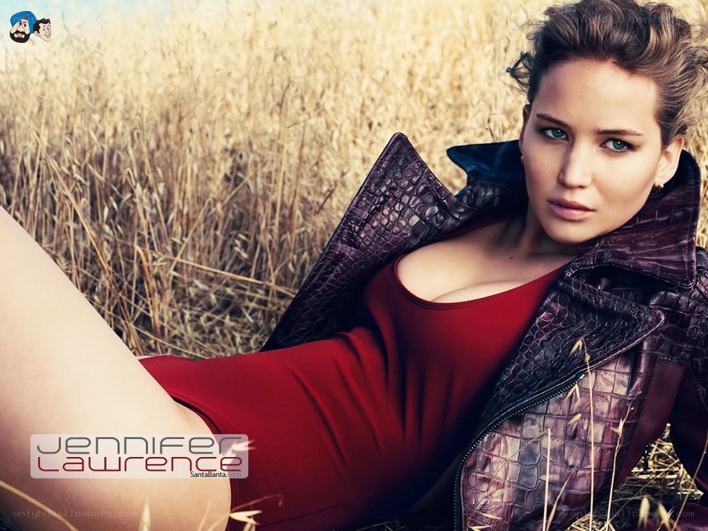 Jennifer Lawrence in a field