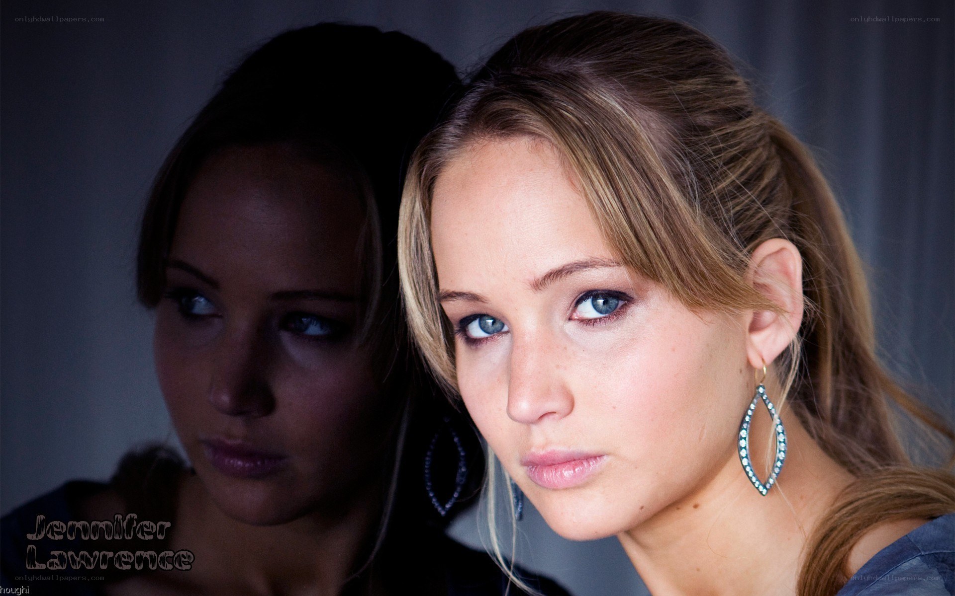 Jennifer Lawrence portrait with reflection