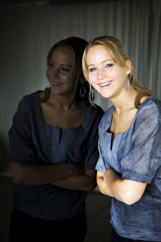 Jennifer Lawrence smiling with reflection